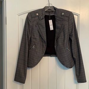 White House Black Market Long Sleeve Plaid Moto Jacket